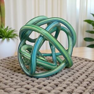 Vintage Hand Blown Glass Endless Knot Ball Sculpture